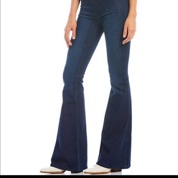Barely worn Free People Flare Pants, Size 27, Deep Blue - Picture 2 of 4